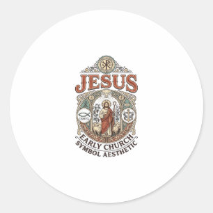 Jezus Vroegkerkelijk Symbool Esthetisch Jezus Vroe Ronde Sticker