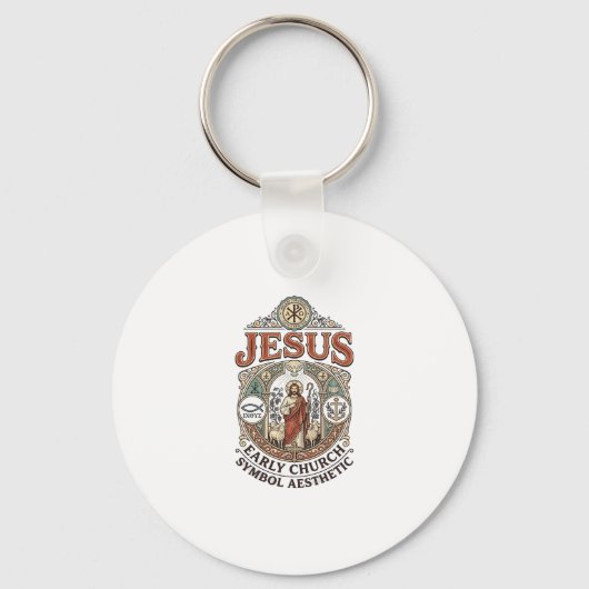 Jezus Vroegkerkelijk Symbool Esthetisch Jezus Vroe Sleutelhanger (Voorkant)