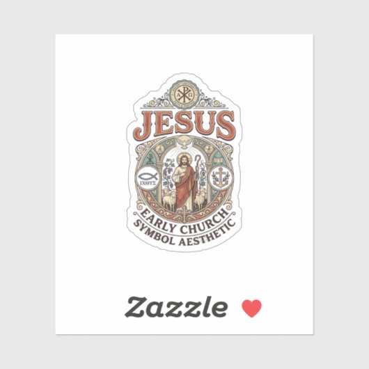 Jezus Vroegkerkelijk Symbool Esthetisch Jezus Vroe Sticker (Vel)