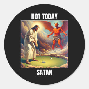 Jezus Vs Satan Golfen - Niet Vandaag Satan Ronde Sticker
