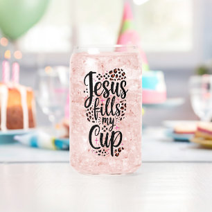 Jezus vult mijn beker blikvorm glas