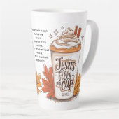 Jezus vult mijn kopje Psalm 23:5 Koffie Latte Mok (Rechterhoek)