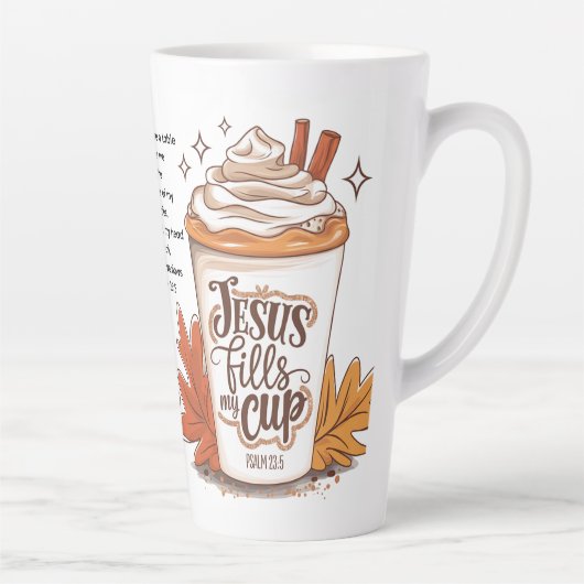 Jezus vult mijn kopje Psalm 23:5 Koffie Latte Mok (Rechts)