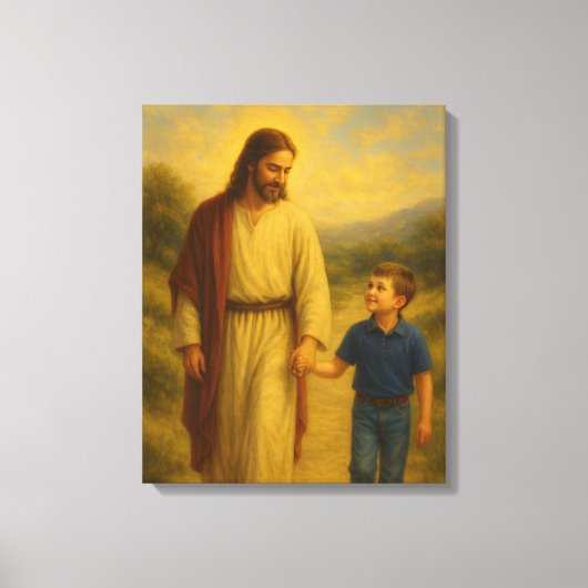 Jezus Wandelen Met Boy™ LDS Muurschildering Canvas (Voorkant)
