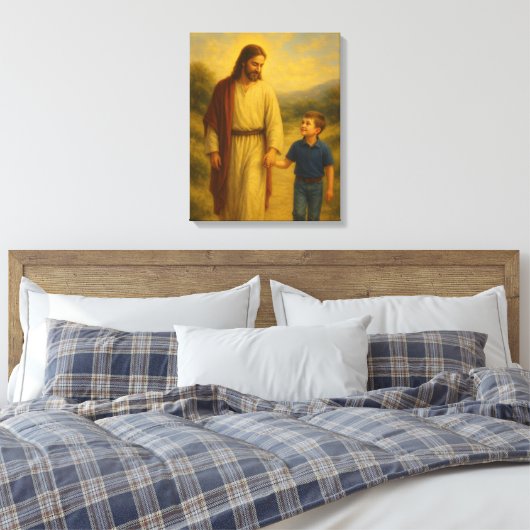 Jezus Wandelen Met Boy™ LDS Muurschildering Canvas (Insitu (Slaapkamer))