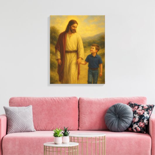 Jezus Wandelen Met Boy™ LDS Muurschildering Canvas (Insitu (Woonkamer))