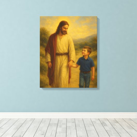 Jezus Wandelen Met Boy™ LDS Muurschildering Canvas (Insitu (Houten vloer))