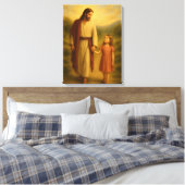 Jezus Wandelen Met Meisje™ LDS Wall Art Canvas (Insitu (Slaapkamer))