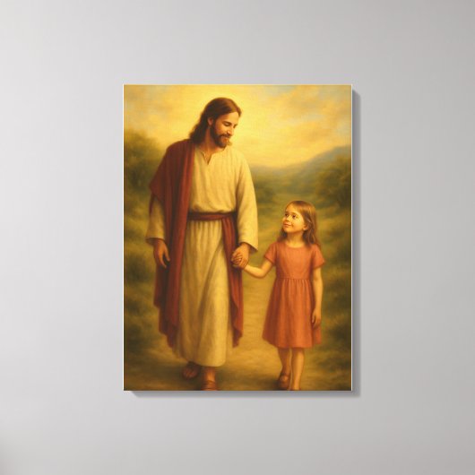 Jezus Wandelen Met Meisje™ LDS Wall Art Canvas Afdruk (Voorkant)