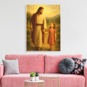 Jezus Wandelen Met Meisje™ LDS Wall Art Canvas Afdruk (Insitu (Woonkamer))