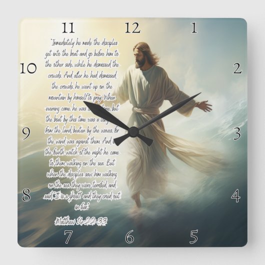 Jezus: Wandelen op het water, geloof Vierkante Klok (Voorkant)