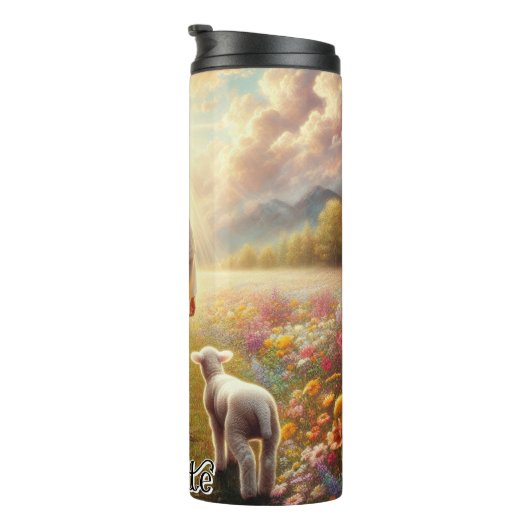 Jezus wandelt met het Lam in het veld Thermosbeker (Geroteerd rechts)