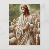 Jezus wandelt met zijn lammeren briefkaart (Voorkant)