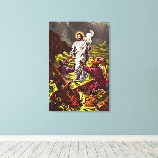 Jezus wandelt op water omwikkeld canvas (Insitu (Houten vloer))