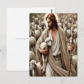 Jezus wandelt tussen zijn kudde briefkaart (Voorkant / Achterkant)