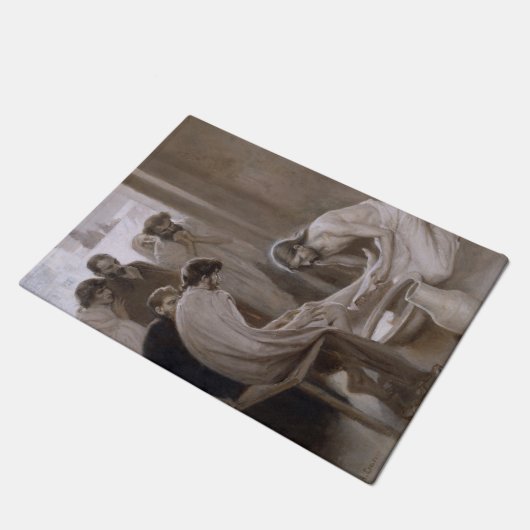 Jezus was de voeten van Zijn discipelen Deurmat (Schuin)