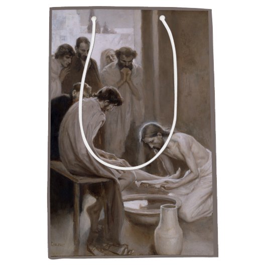 Jezus was de voeten van Zijn discipelen Medium Cadeauzakje (Voorkant)