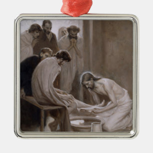 Jezus was de voeten van Zijn discipelen Metalen Ornament