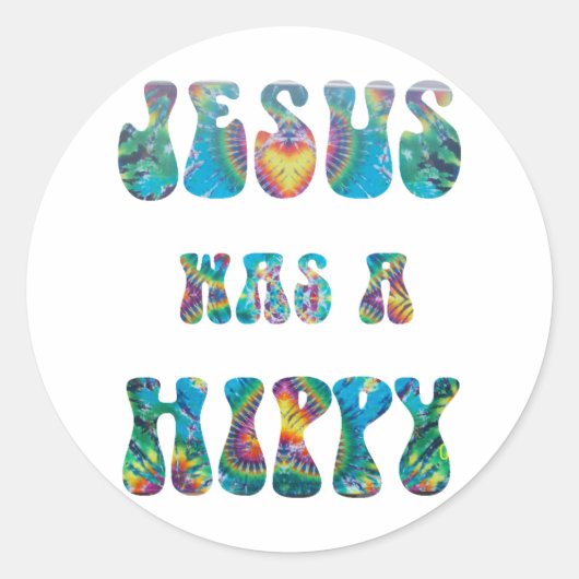 Jezus was een hippie, Tie Dye Ronde Sticker (Voorkant)