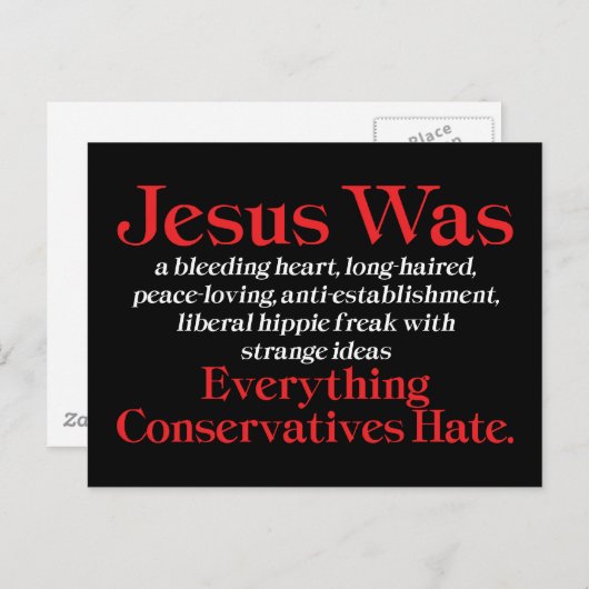 Jezus was een liberaal bloederig hart - anti-GOP Briefkaart (Voorkant / Achterkant)