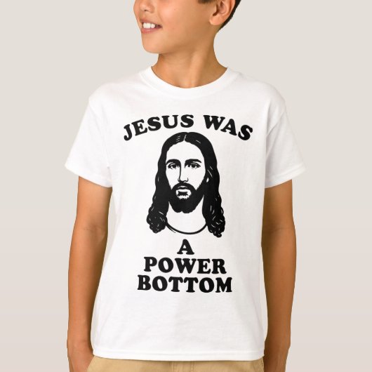 Jezus was een power bottom grappige Pride Kerst gr T-shirt (Voorkant)
