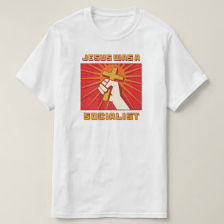 Jezus was een socialistische citaat  rood en geel t-shirt