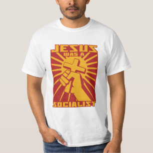 Jezus was een socialistische Retro Red en Geel T-shirt