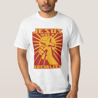 Jezus was een socialistische Retro Red en Geel T-shirt