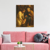 Jezus Wassen De Voeten Van De Discipelen™ LDS Art Canvas Afdruk (Insitu (Woonkamer))