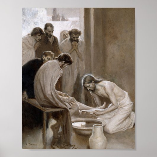 Jezus wast voeten van discipelen | Albert Edelfelt Poster (Voorkant)