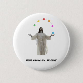 Jezus weet dat ik jongleer ronde button 5,7 cm