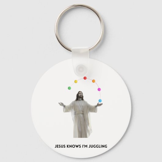 Jezus weet dat ik jongleer sleutelhanger (Achterkant)