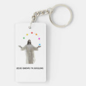 Jezus weet dat ik jongleer sleutelhanger (achterkant)