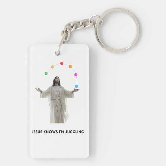 Jezus weet dat ik jongleer sleutelhanger (achterkant)