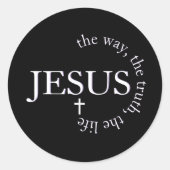 Jezus weg, waarheid, leven Johannes 14:6 Kruis Ronde Sticker (Voorkant)