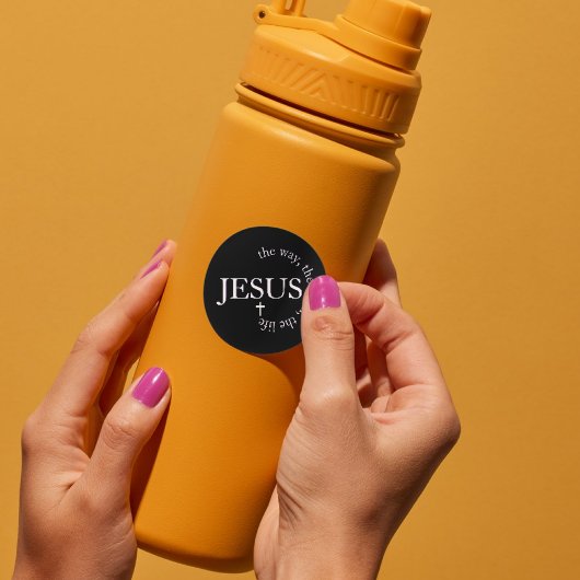 Jezus weg, waarheid, leven Johannes 14:6 Kruis Ronde Sticker