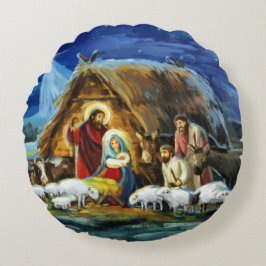 "Jezus werd geboren" Rond Kussen