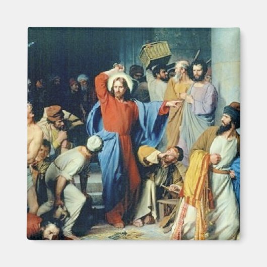 Jezus werpt geldwisselaars uit magneet (Voorkant)