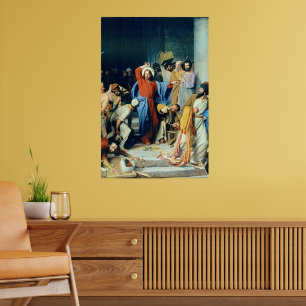 Jezus werpt geldwisselaars uit poster