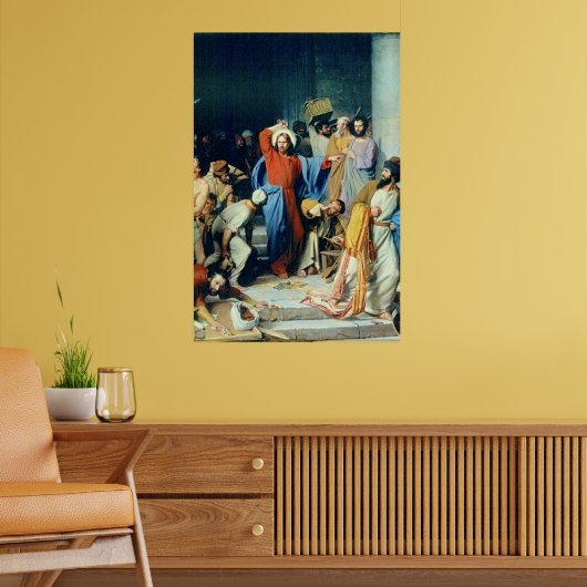 Jezus werpt geldwisselaars uit poster (Woonkamer 2)