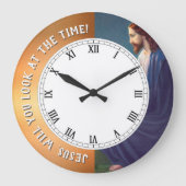 Jezus wil je kijken naar de Time Funny Clock Grote Klok (Voorkant)