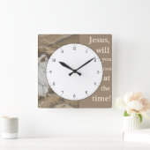 Jezus wil je kijken naar de Time Funny Clock Vierkante Klok (Huis)