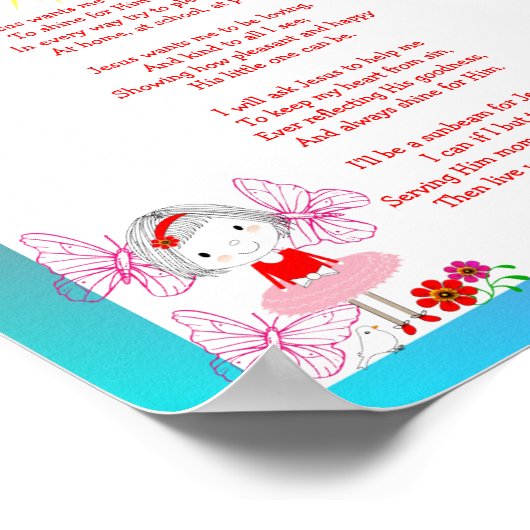 Jezus wil me voor een zonlicht Afbeelding. Poster (Hoek)