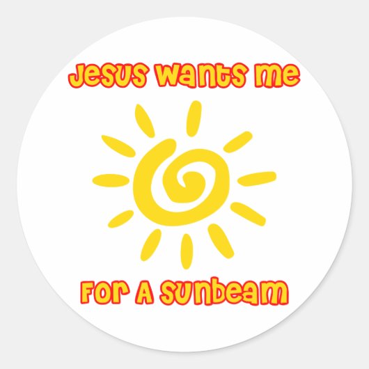 Jezus wil me voor een zonnestraal ronde sticker (Voorkant)