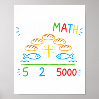 Jezus Wiskunde 2 Vissen 5 Broden Voedt De 5000 Bij Poster