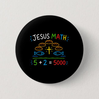 Jezus Wiskunde 2 Vissen 5 Broden Voedt De 5000 Bij Ronde Button 5,7 Cm