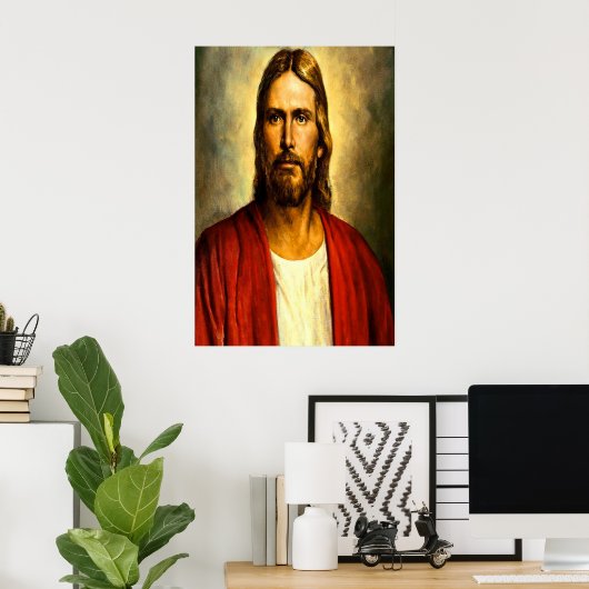 Jezus, wit en rood poster (Thuiskantoor)