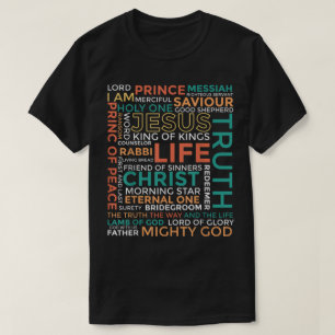 Jezus Woord Kunst Namen van Christus Ontwerp T-shirt