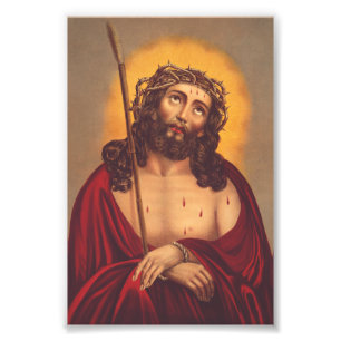 Jezus wordt gekroond met een doornenkroon foto afdruk