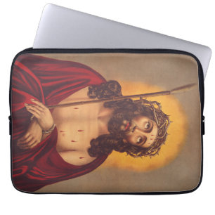 Jezus wordt gekroond met een doornenkroon laptop sleeve